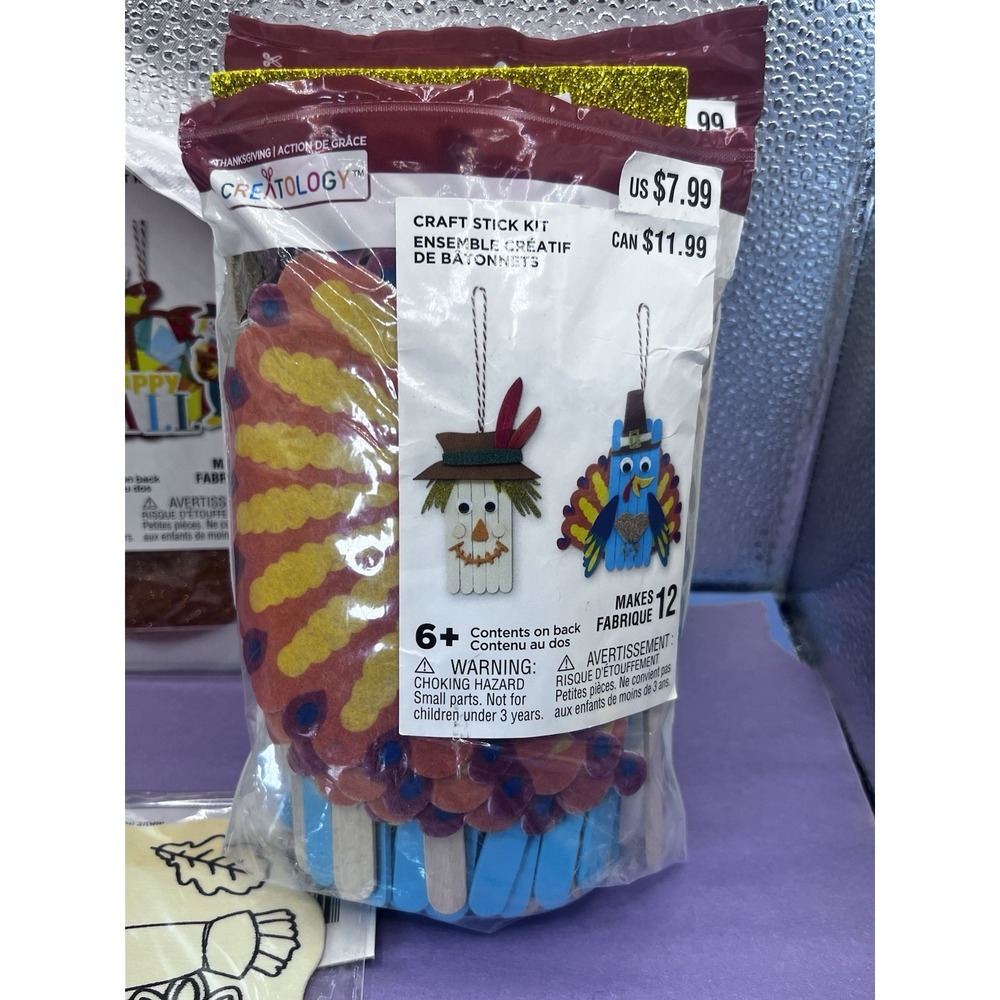 Lot of children's arts and crafts 4 Packages Fall Pumpkin Scarecrow Owl Turkey - Picture 4 of 5